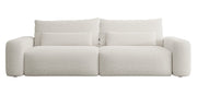 Dreisitziges ausklappbares Sofa Carnos, cremefarben, hydrophober Chenille-Stoff, schwarze Beine