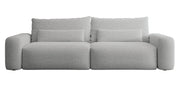 Dreisitziges ausklappbares Sofa Carnos, grauer hydrophober Chenille-Stoff, schwarze Beine