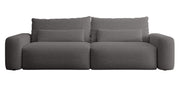 Dreisitziges ausklappbares Sofa Carnos, dunkelgrauer Chenille-Stoff, hydrophob, schwarze Beine