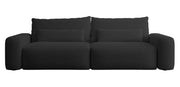 Dreisitziges ausklappbares Sofa Carnos, schwarz, hydrophobes Chenille, schwarze Beine