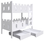 Etagenbett 75x180 cm Castelo mit Matratzen und Schubladen, weiß