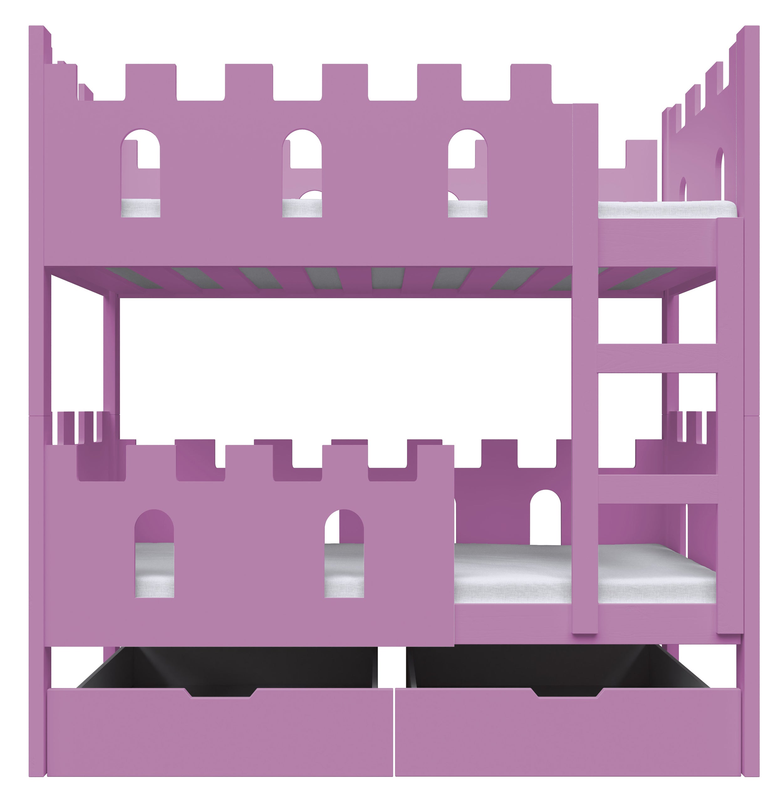Etagenbett 75x180 cm Castelo mit Schubladen, rosa