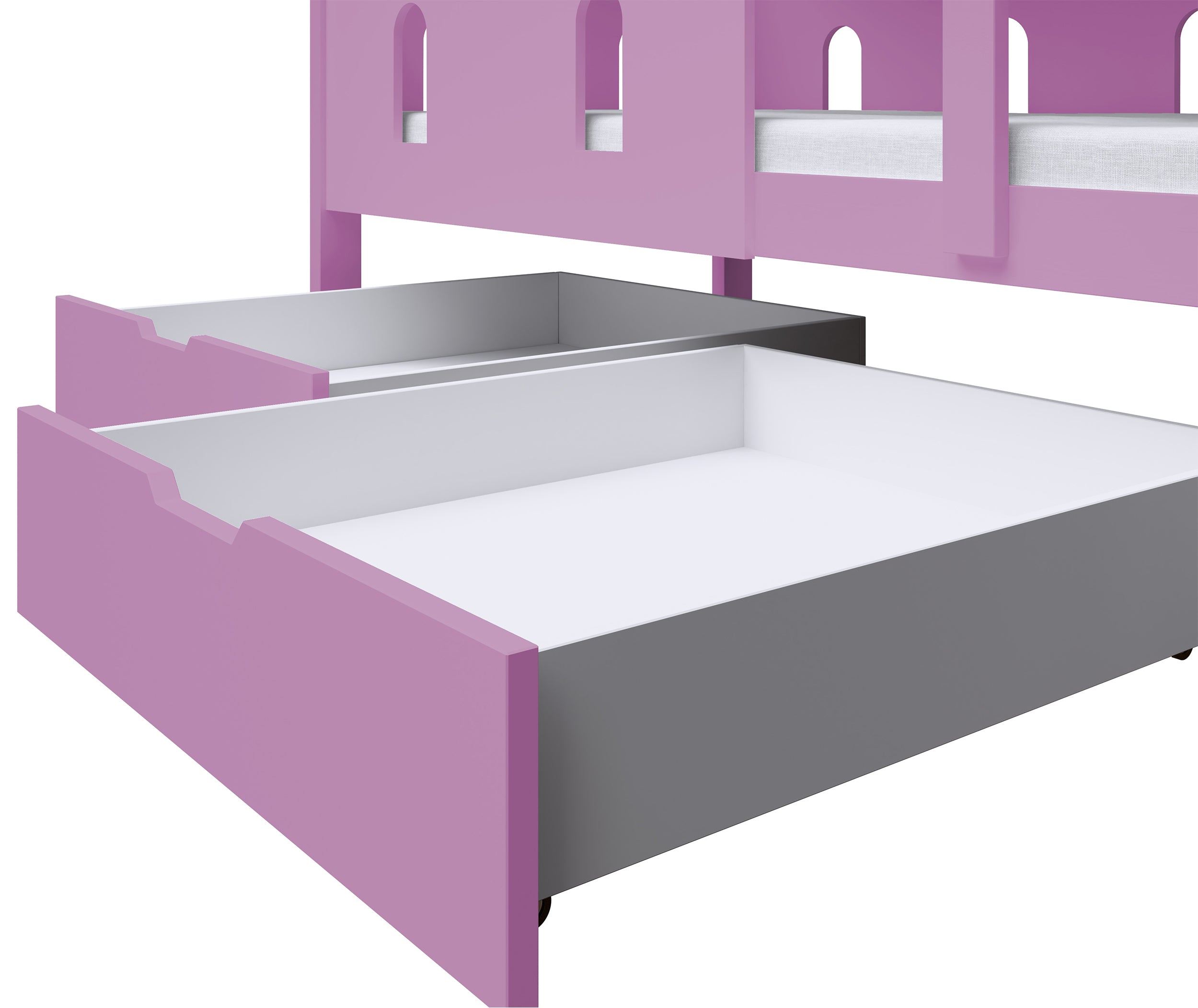 Etagenbett 75x180 cm Castelo mit Schubladen, rosa