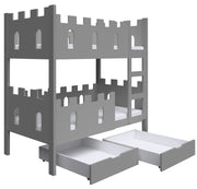 Etagenbett 75x180 cm Castelo mit Schubladen, grau
