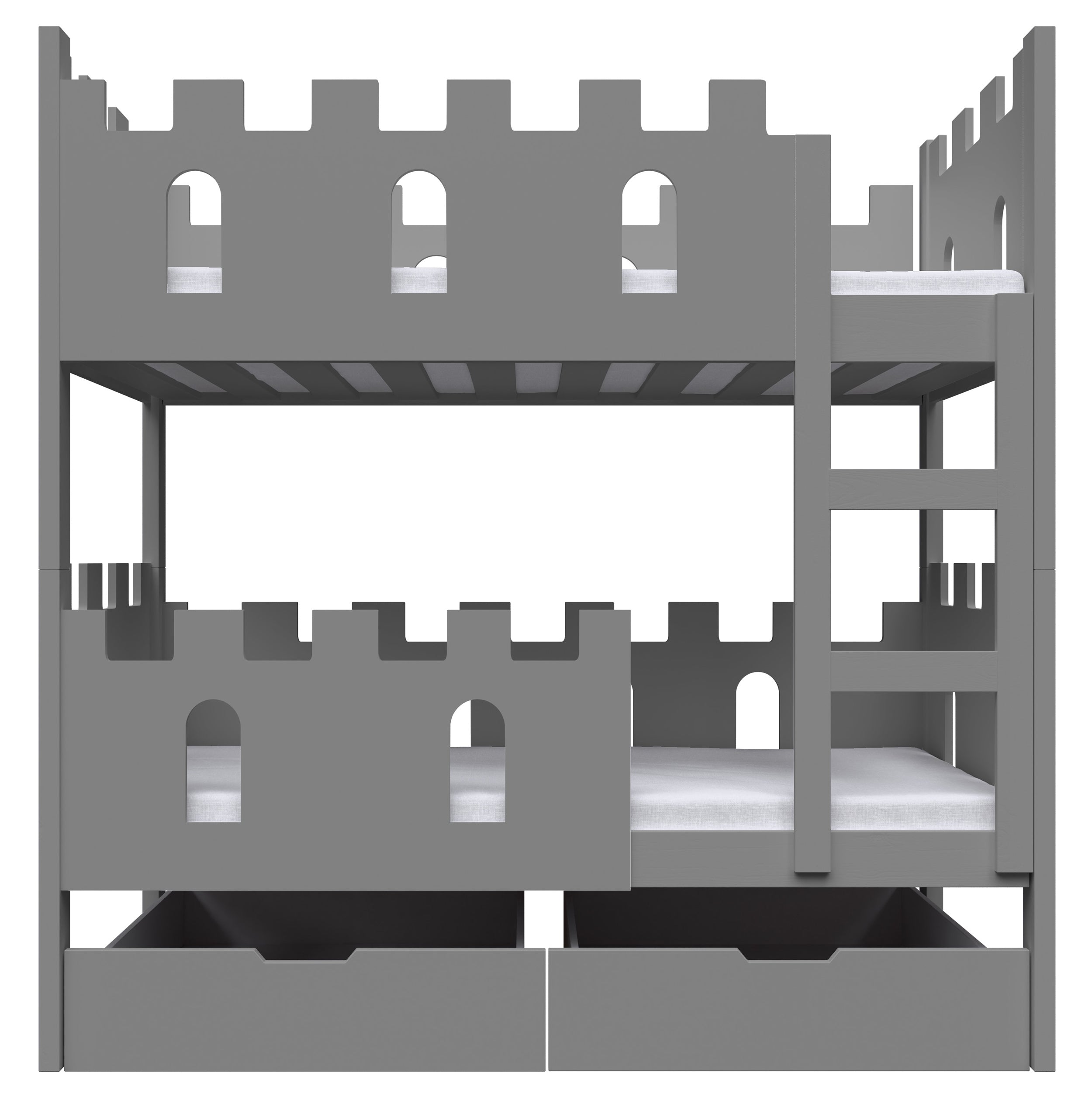 Etagenbett 75x180 cm Castelo mit Schubladen, grau