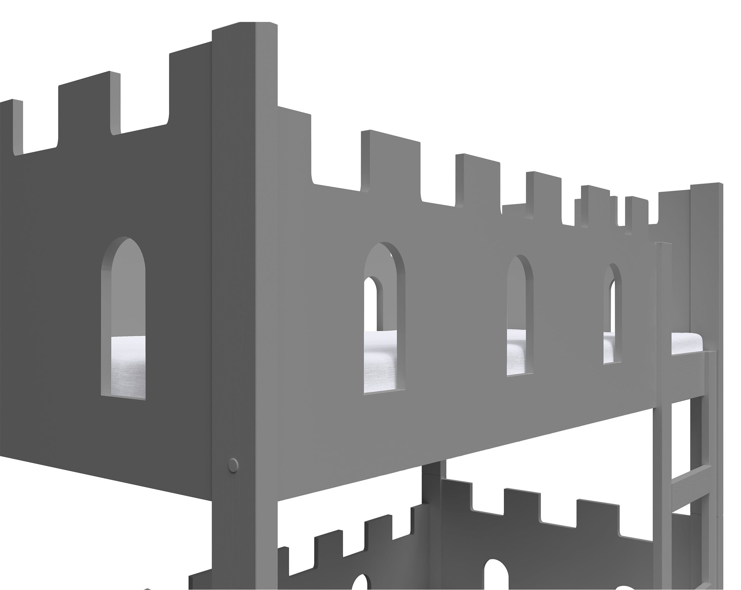 Etagenbett 75x180 cm Castelo mit Schubladen, grau