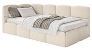 Jugendbett 90x200 cm Cloudy linksseitig mit Matratze und Bettkasten hellbeige Bouclé