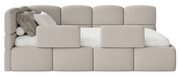 Jugendbett 90x200 cm Cloudy linksseitig mit Stauraum, grau-beiges Bouclé