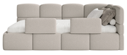 Jugendbett 90x200 cm Cloudy rechtsseitig mit Stauraum, grau-beiges Bouclé