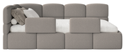 Jugendbett 90x200 cm Cloudy, linksseitig mit Stauraum, grauer Bouclé-Bezug