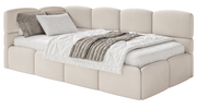 Jugendbett 90x200 cm Cloudy linksseitig mit Matratze und Stauraum, cremefarbener Chenille