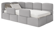 Jugendbett 90x200 cm Cloudy linksseitig mit Stauraum und hellgrauen Chenille-Gittern