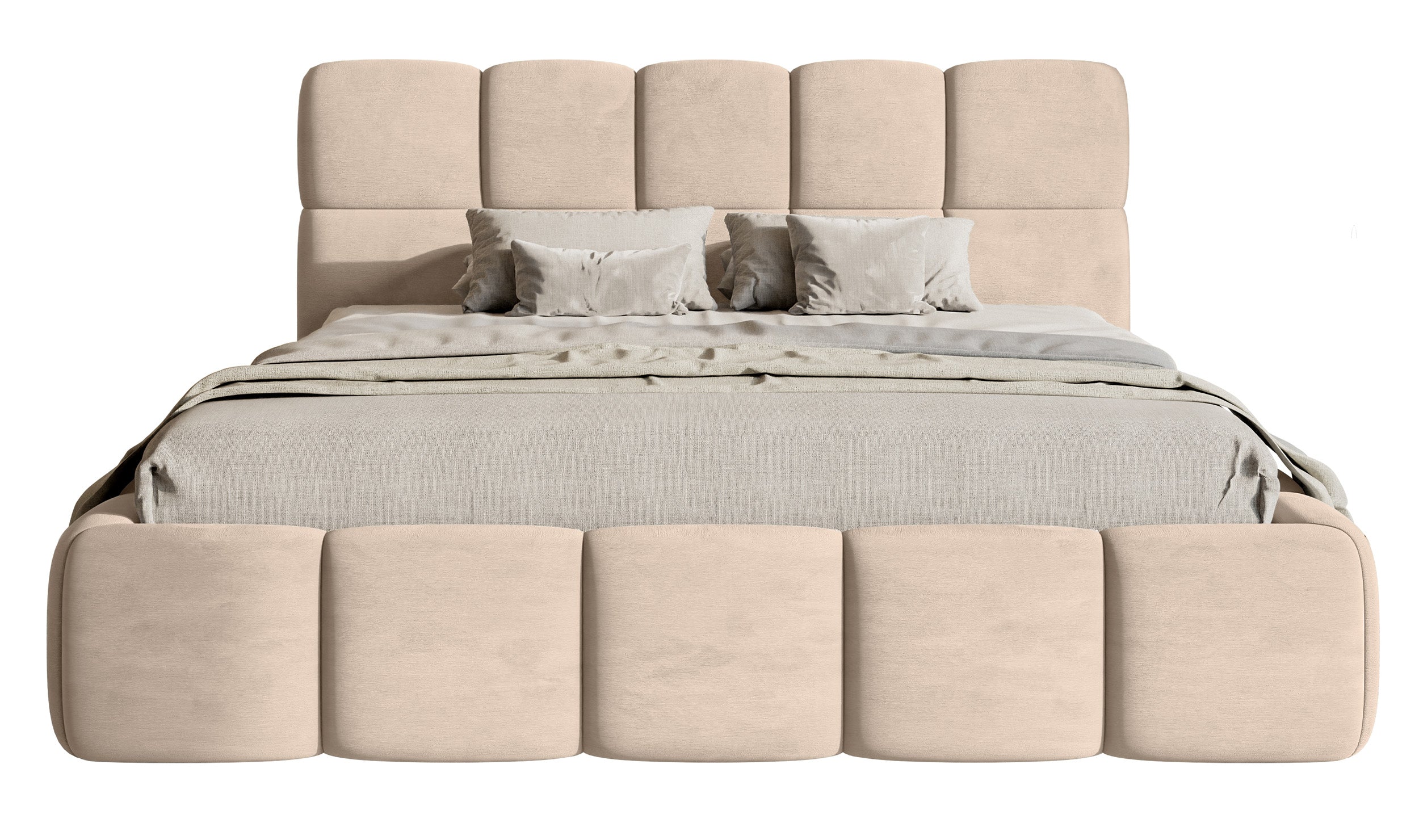 Polsterbett 180x200 cm Cloudy, beige, Velours, wasserabweisend und pflegeleicht