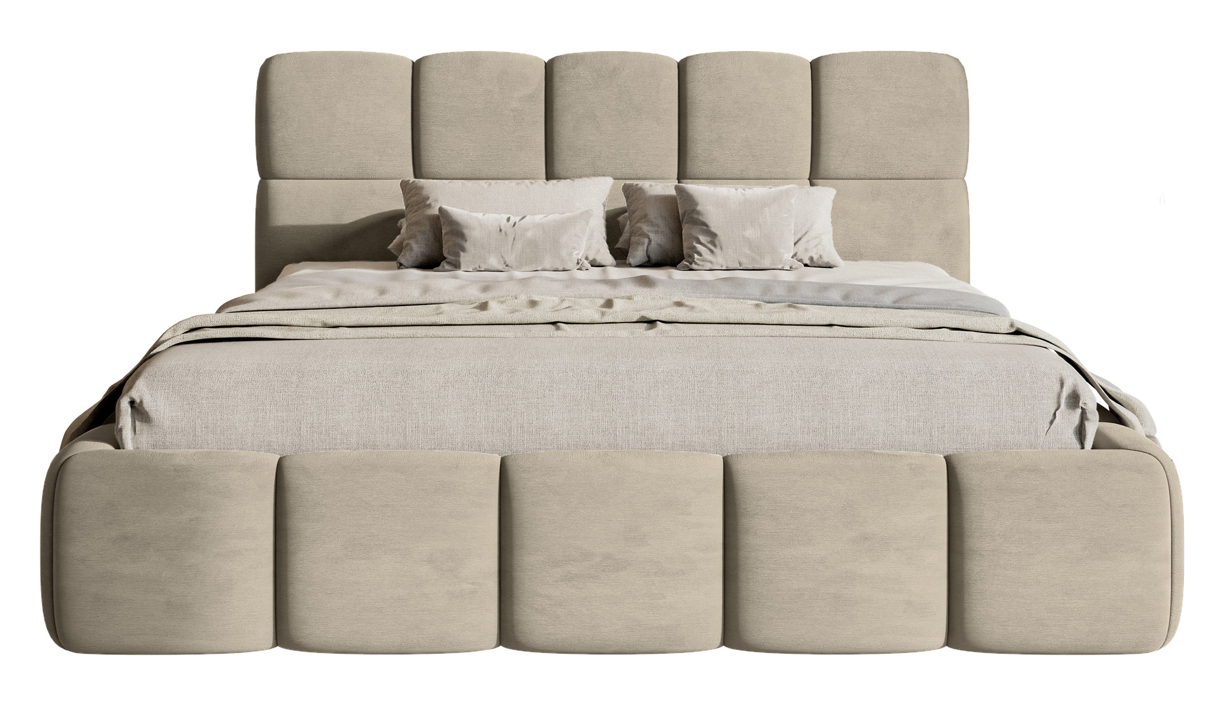Polstermbett 180x200 cm Cloudy in grau-beige, wasserabweisender und pflegeleichter Samtstoff