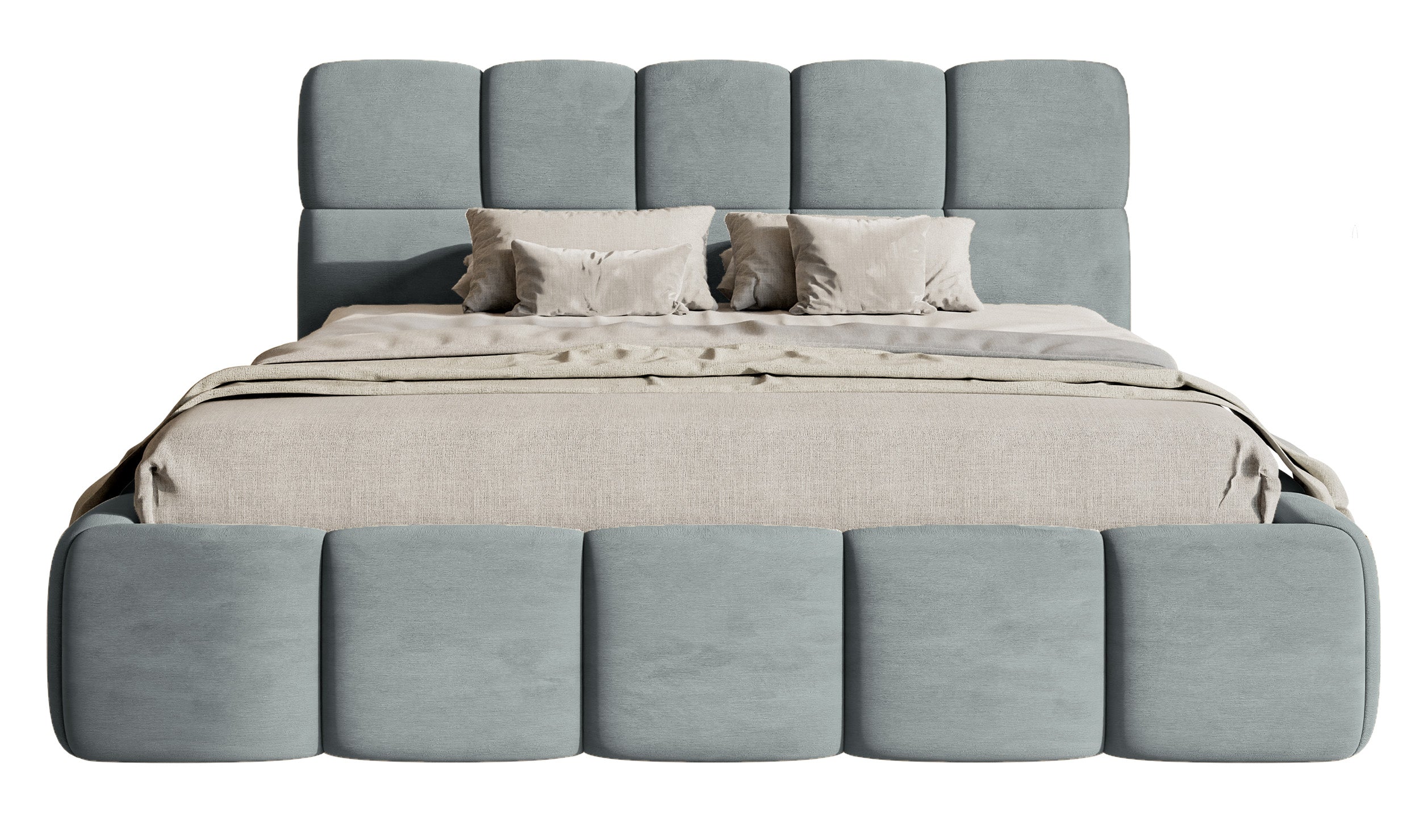 Gepolstertes Bett 160x200 cm Cloudy, grau, Velours, wasserabweisend und pflegeleicht