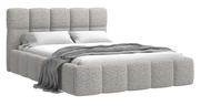 Gepolstertes Bett 180x200 cm Cloudy in grau-beige, Geflecht, Holzlattenrost