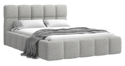 Gepolstertes Bett 160x200 cm Cloudy mit Stauraum, hellgraues Geflecht, Metallrahmen