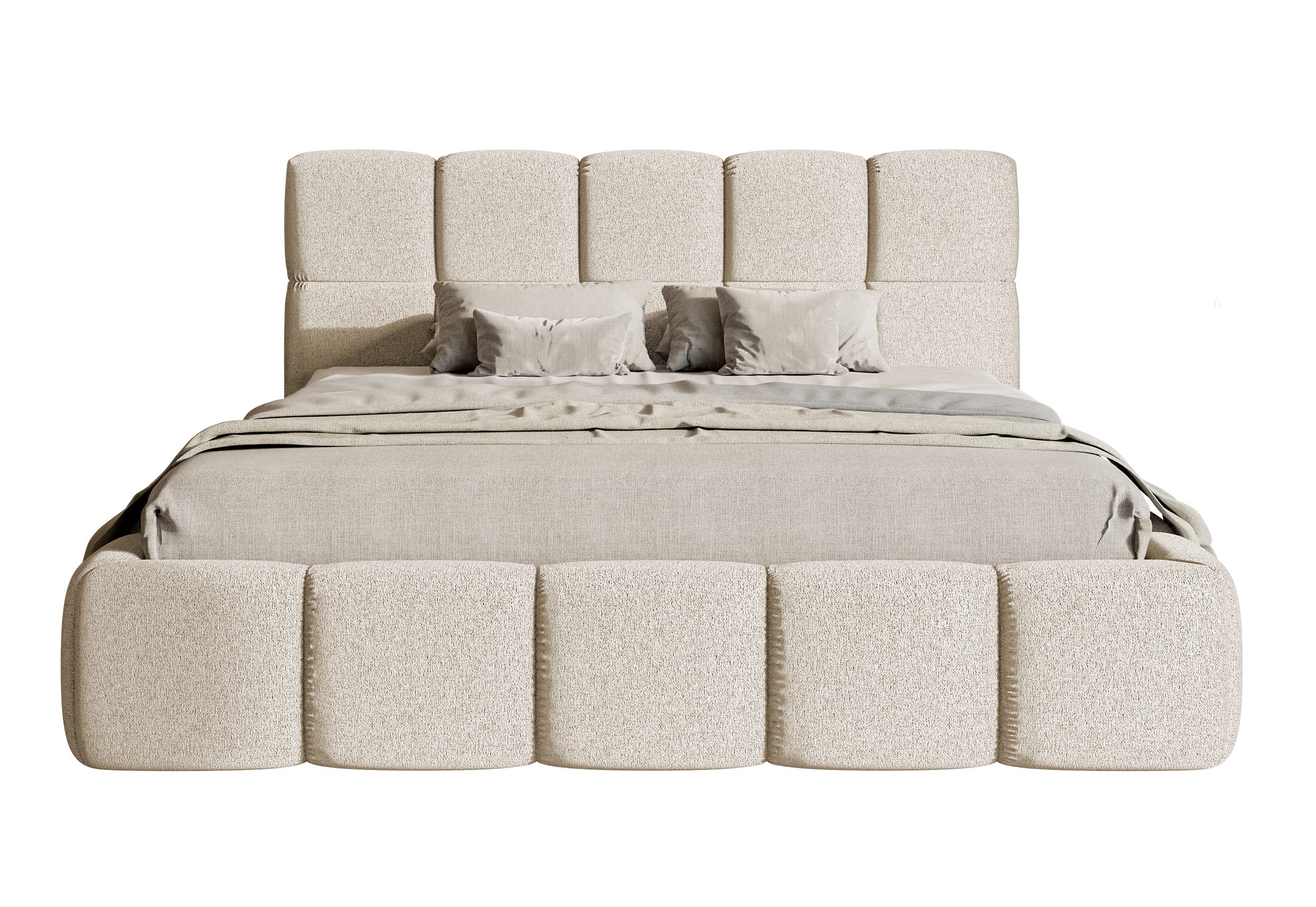 Polsterbett 200x200 cm Cloudy hellbeige Chenille wasserabweisend