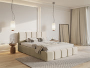 Polsterbett 160x200 cm Cloudy hellbeige Chenille wasserabweisend