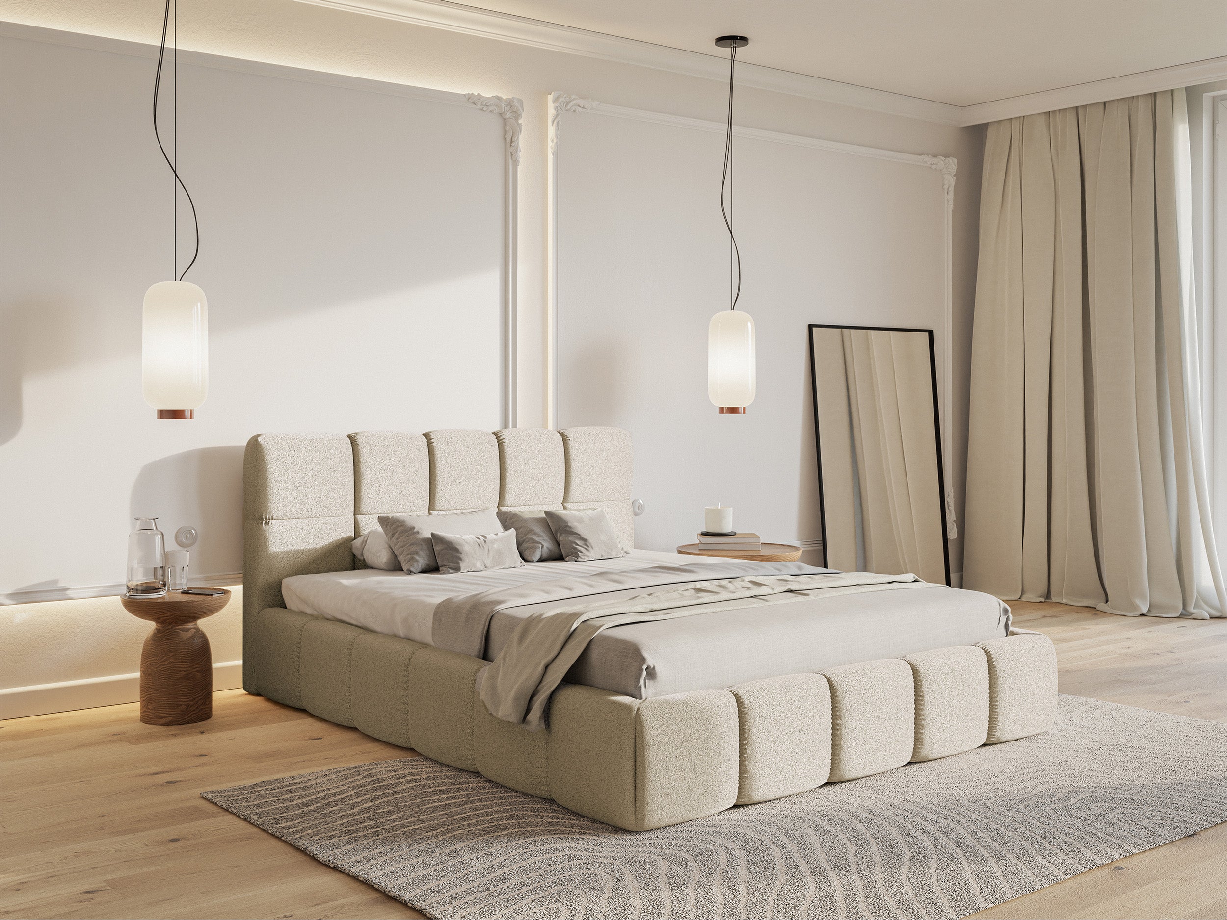Polsterbett 200x200 cm Cloudy hellbeige Chenille wasserabweisend