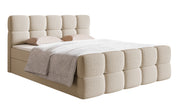 Kontinentalbett 160x200 cm Cloudy mit Stauraum und Topper, hellbeiges Bouclé