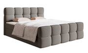 Kontinentalbett 160x200 cm Cloudy mit Stauraum und Topper, graues Bouclé
