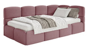 Jugendbett 120x200 cm Cloudy rechtsseitig mit Stauraum, rosa Velours, wasserabweisend und leicht zu reinigen