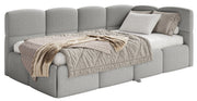 Jugendbett 90x200 cm Cloudy, rechtsseitig ausziehbar, mit Matratzen, grauer Bouclé-Bezug