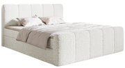 Kontinentalbett 180x200 cm Cloudy II mit Stauraum und Topper, cremefarbenes Bouclé