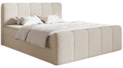 Kontinentales Bett 140x200 cm Cloudy II mit Stauraum und Topper, hellbeige Bouclé