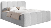 Kontinentalbett 140x200 cm Cloudy II mit Stauraum und Topper, hellgraues Bouclé
