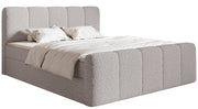 Kontinentalbett 140x200 cm Cloudy II mit Stauraum und Topper, grau-braunes Bouclé