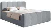 Kontinentales Bett 180x200 cm Cloudy II mit Stauraum und Topper, grauer Bouclé-Stoff