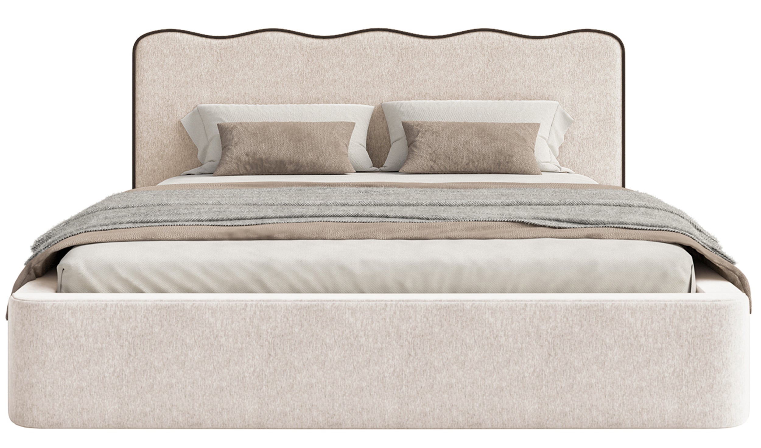 Polsterbett 140x200 cm Duney hellbeige Geflecht