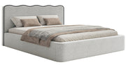 Gepolstertes Bett 160x200 cm Duney mit Stauraum, hellgraues Flechtmuster