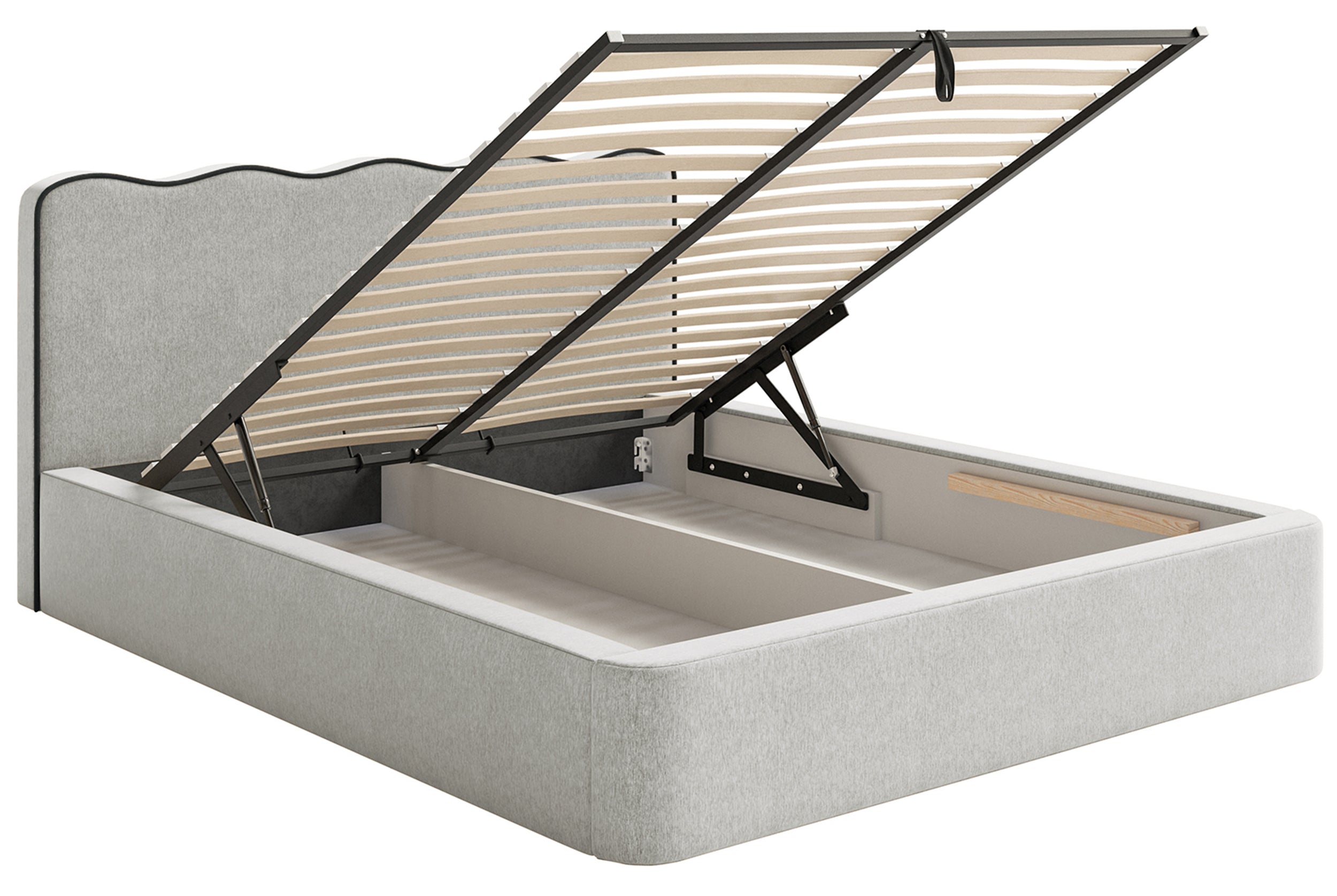 Gepolstertes Bett 160x200 cm Duney mit Stauraum, hellgraues Flechtmuster