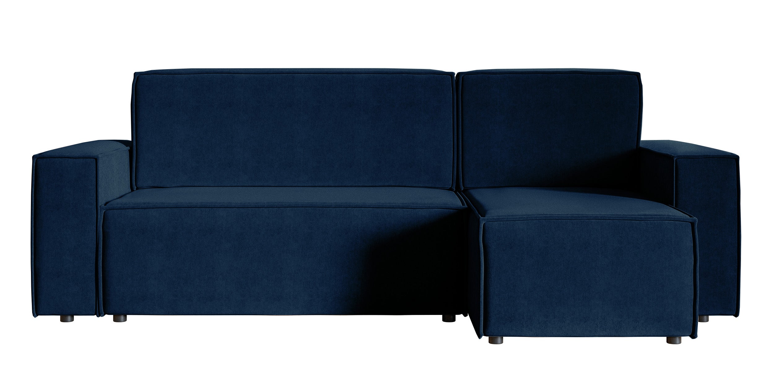 Ecksofa mit Schlafunktion Copertino, L-förmig, mit Stauraum, universell, marineblauer hydrophober Samt