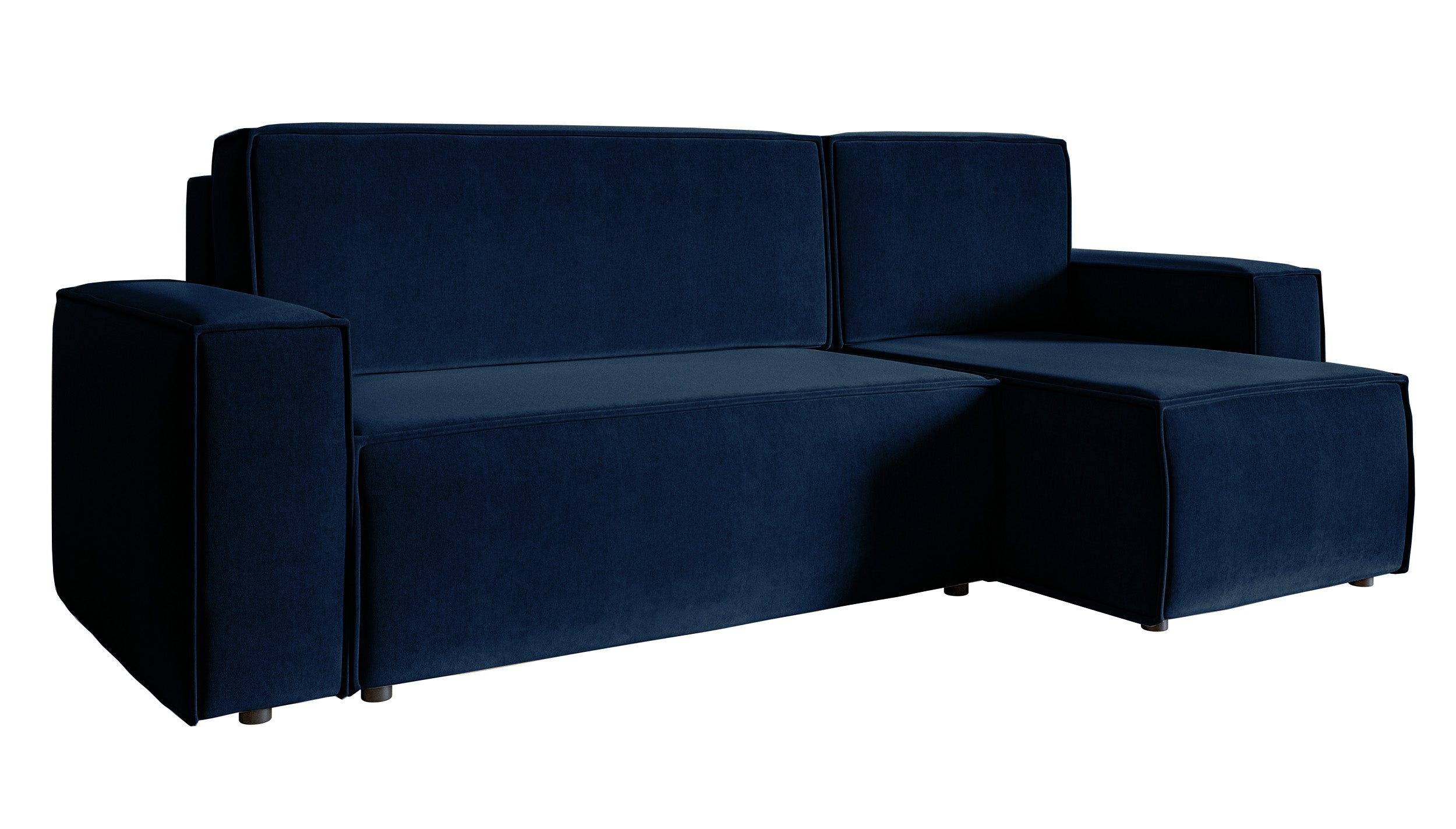 Ecksofa mit Schlafunktion Copertino, L-förmig, mit Stauraum, universell, marineblauer hydrophober Samt