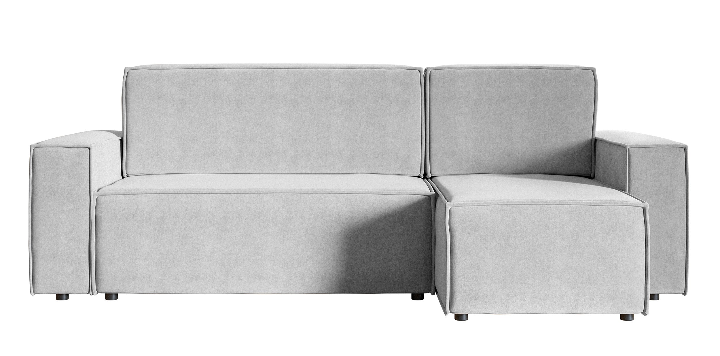 Ecksofa mit Schlaffunktion Copertino, L-förmig, mit Stauraum, universell, hellgrauer hydrophober Samt