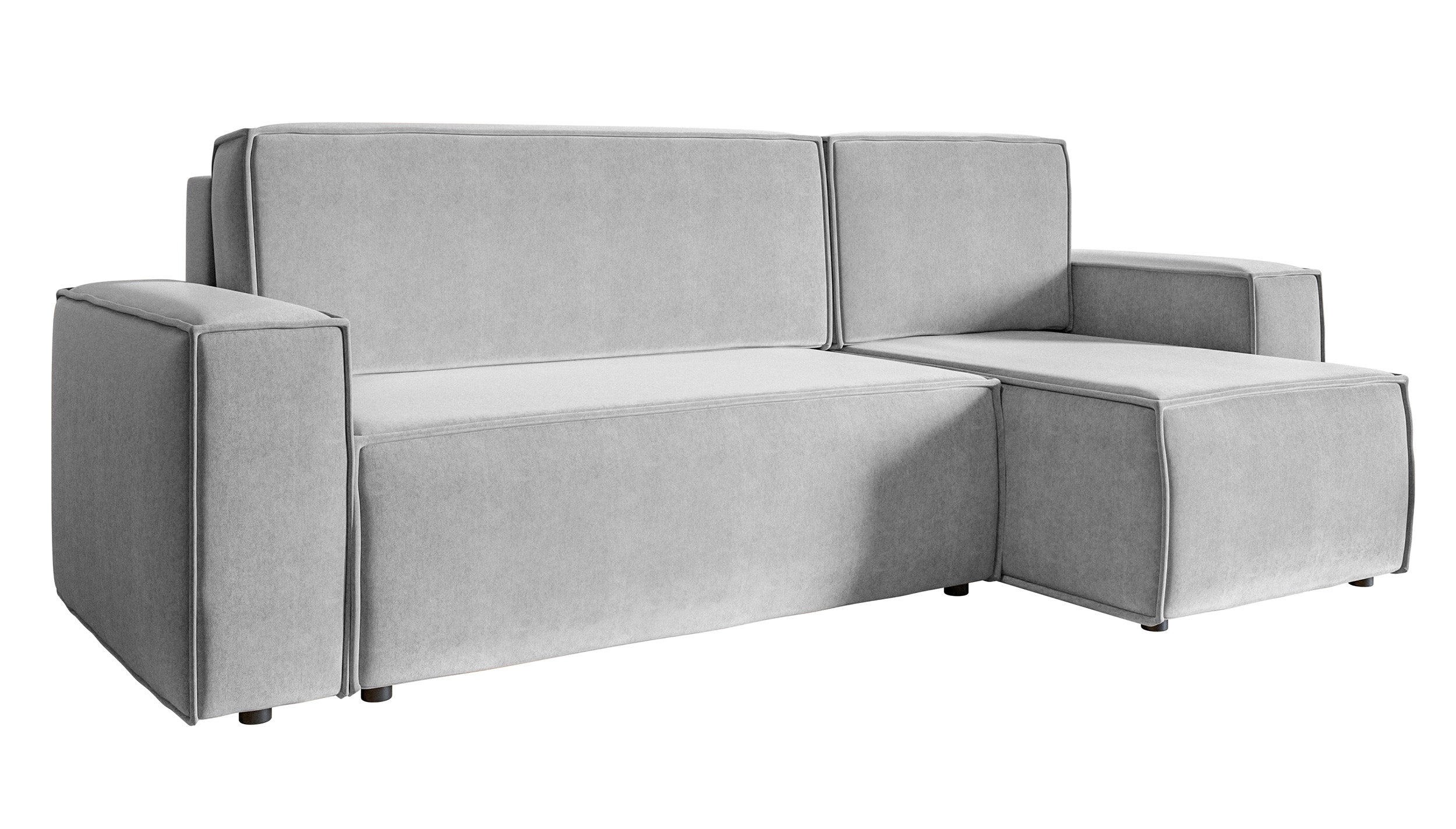 Ecksofa mit Schlaffunktion Copertino, L-förmig, mit Stauraum, universell, hellgrauer hydrophober Samt