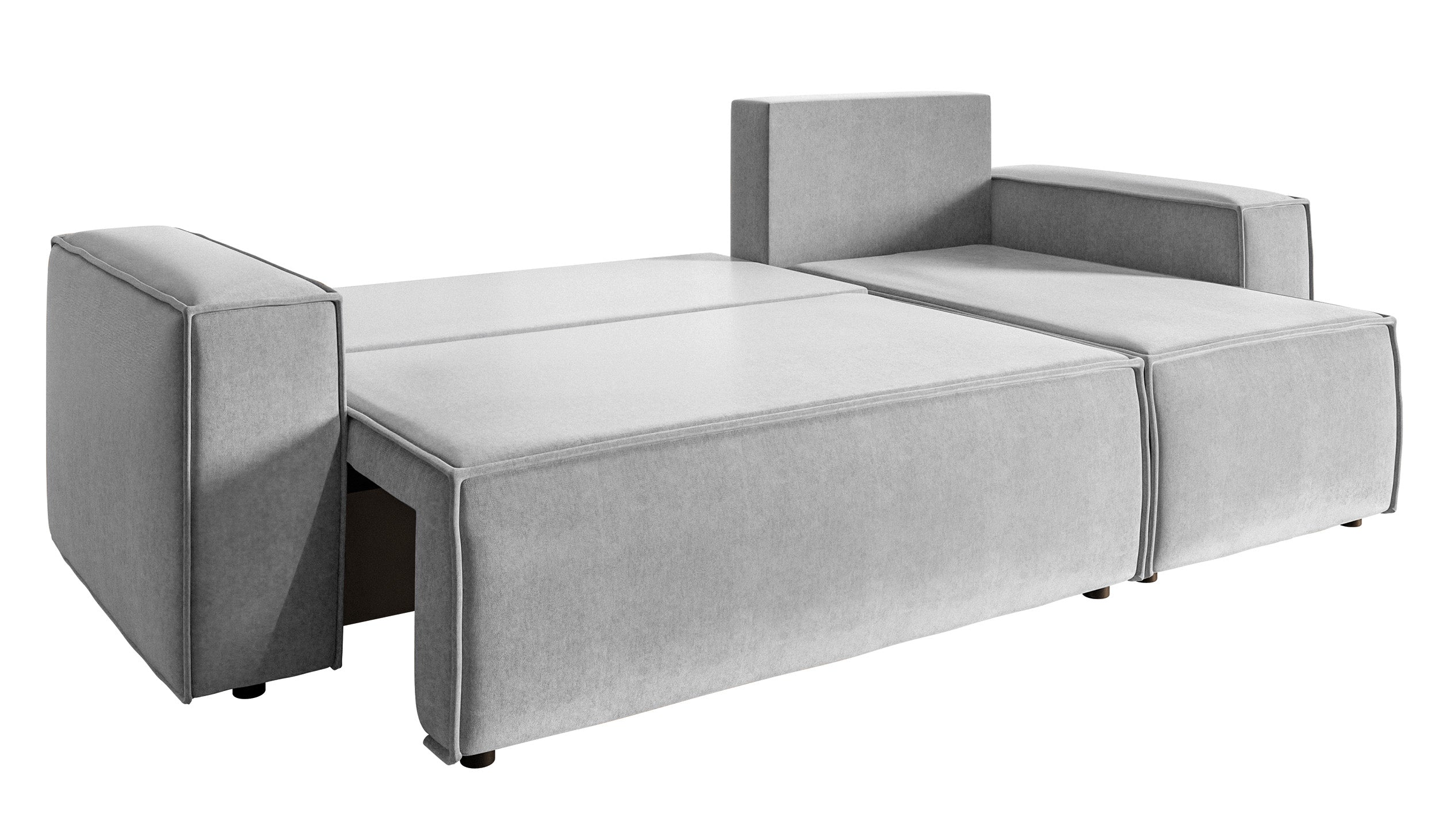 Ecksofa mit Schlaffunktion Copertino, L-förmig, mit Stauraum, universell, hellgrauer hydrophober Samt