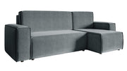 Ecksofa mit Schlaffunktion Copertino, L-förmig, mit Stauraum, universell, grau, hydrophobes Samtgewebe