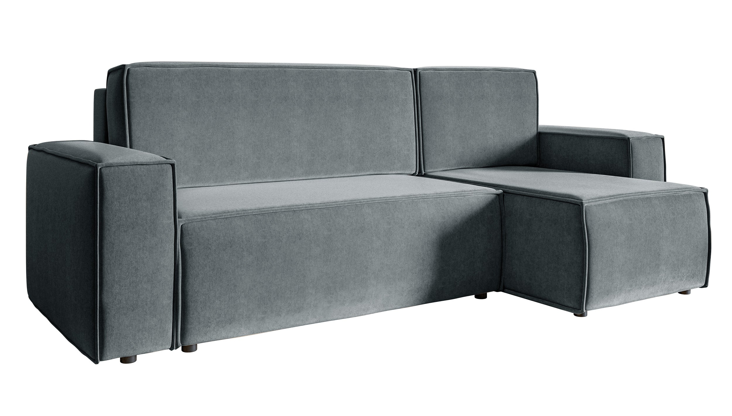Ecksofa mit Schlaffunktion Copertino, L-förmig, mit Stauraum, universell, grau, hydrophobes Samtgewebe
