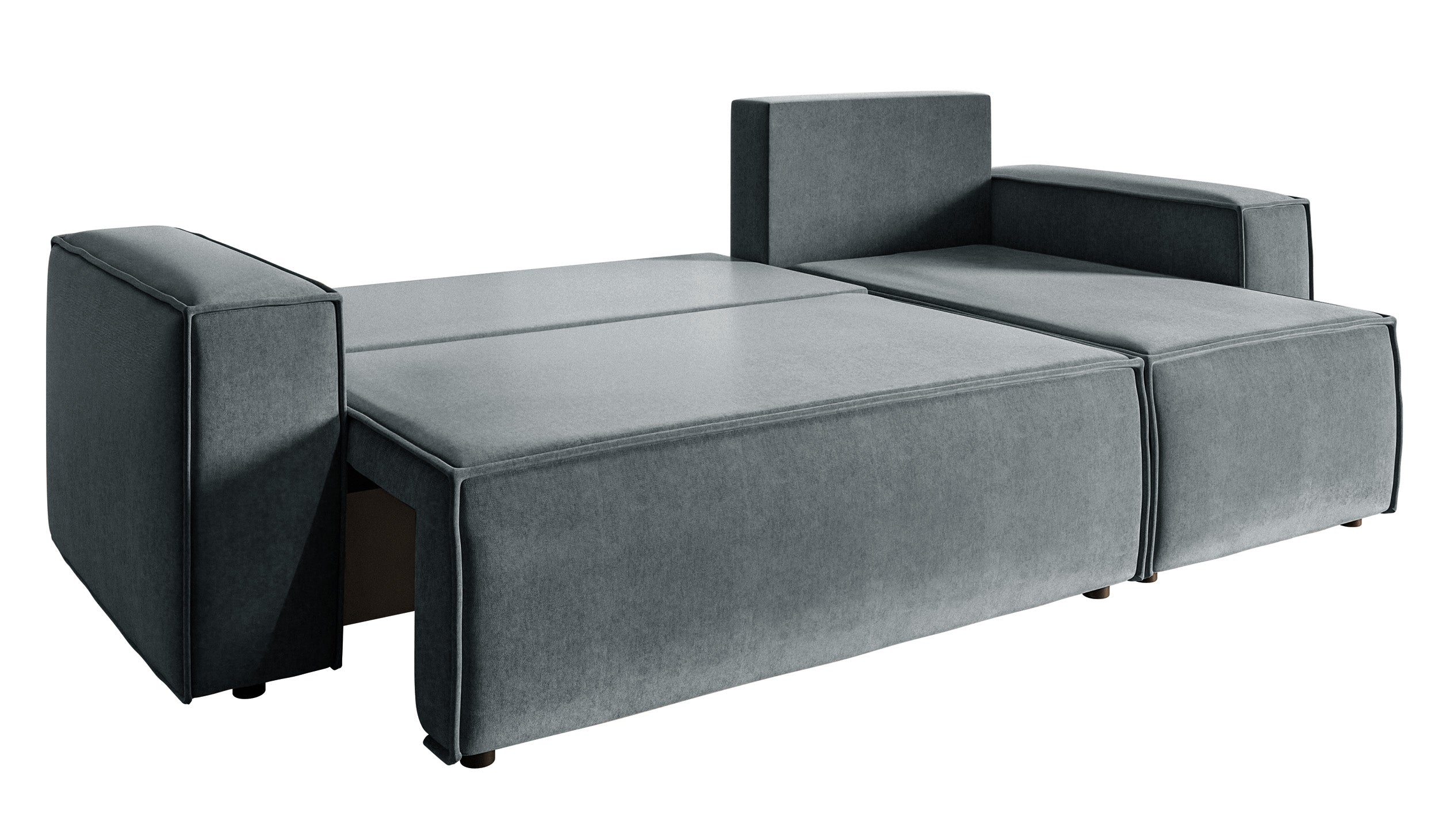 Ecksofa mit Schlaffunktion Copertino, L-förmig, mit Stauraum, universell, grau, hydrophobes Samtgewebe