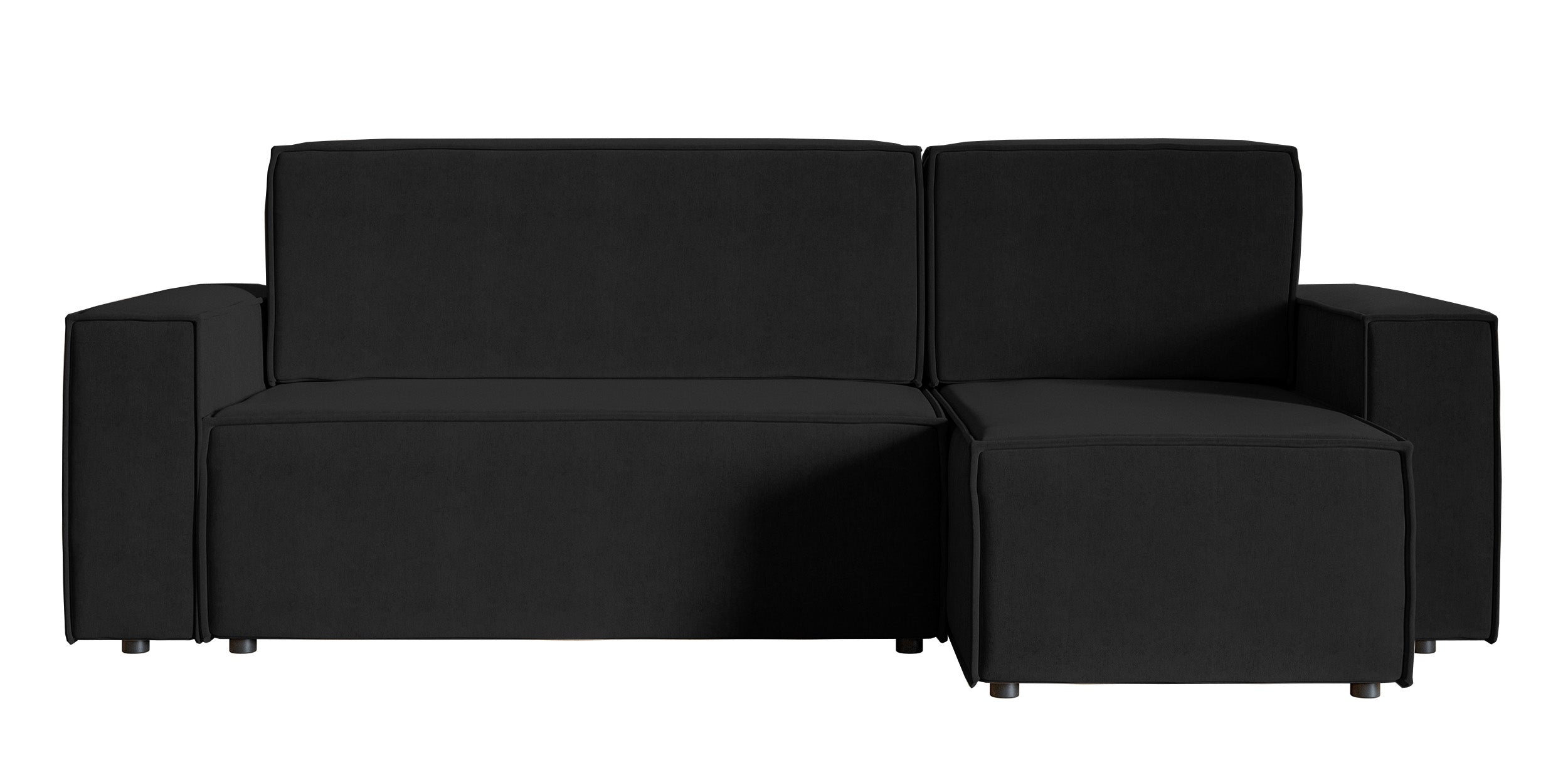 Ecksofa mit Schlaffunktion Copertino, L-förmig, mit Stauraum, universell, schwarzer wasserabweisender Samt