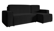 Ecksofa mit Schlaffunktion Copertino, L-förmig, mit Stauraum, universell, schwarzer wasserabweisender Samt