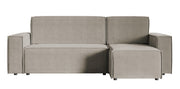 Ecksofa mit Schlaffunktion Copertino, L-förmig, mit Stauraum, universell, grau-beige, wasserabweisender Veloursstoff