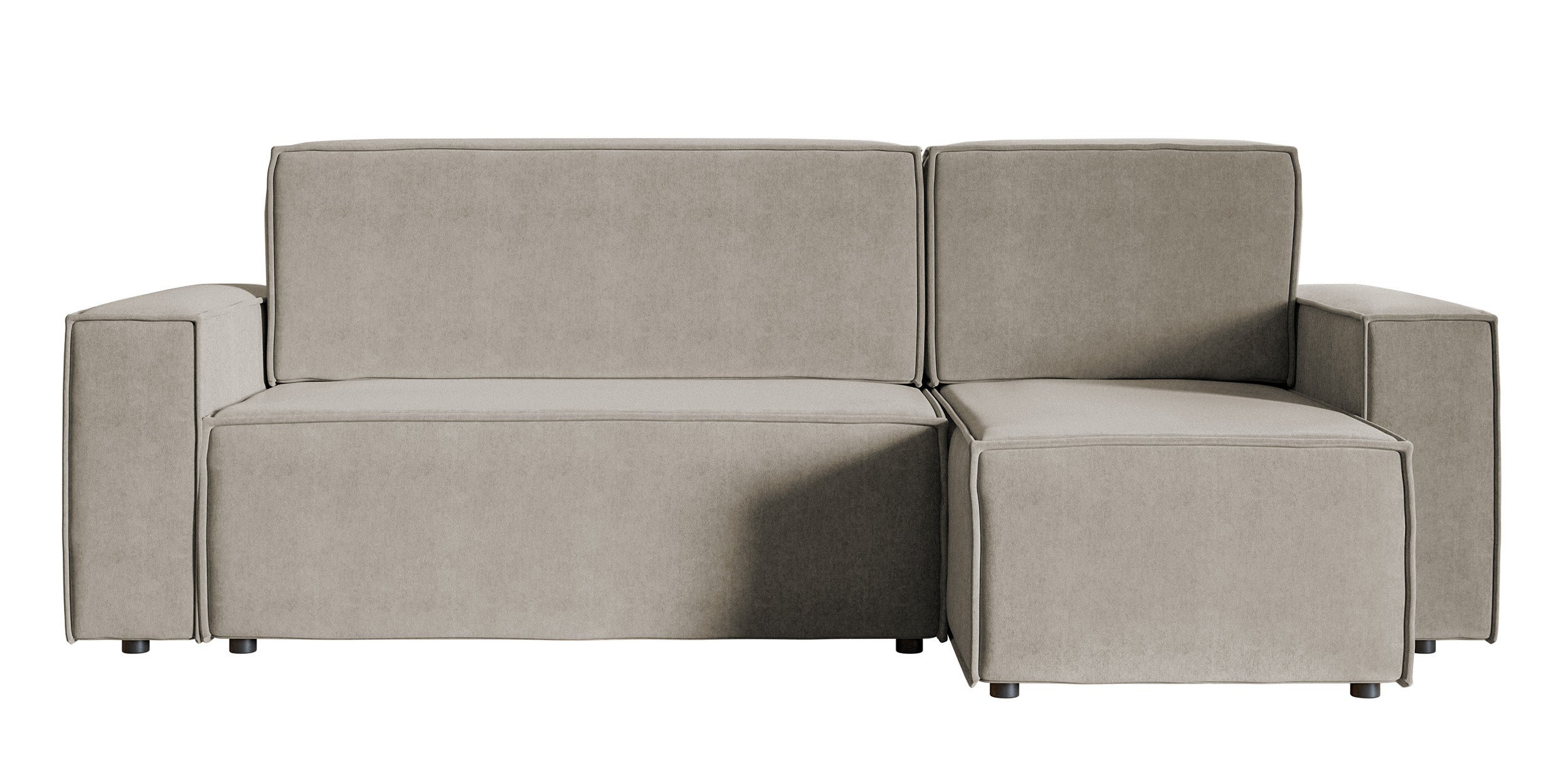 Ecksofa mit Schlaffunktion Copertino, L-förmig, mit Stauraum, universell, grau-beige, wasserabweisender Veloursstoff