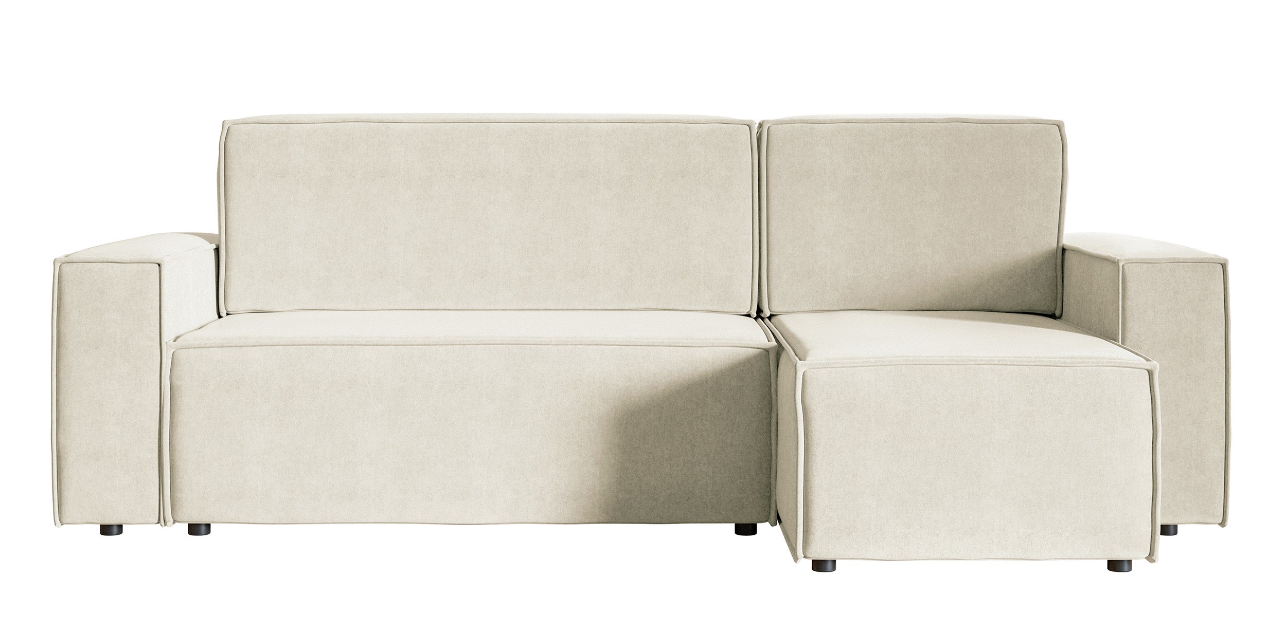 Ecksofa mit Schlaffunktion Copertino, L-förmig, mit Stauraum, universell, cremefarben, wasserabweisender Samt