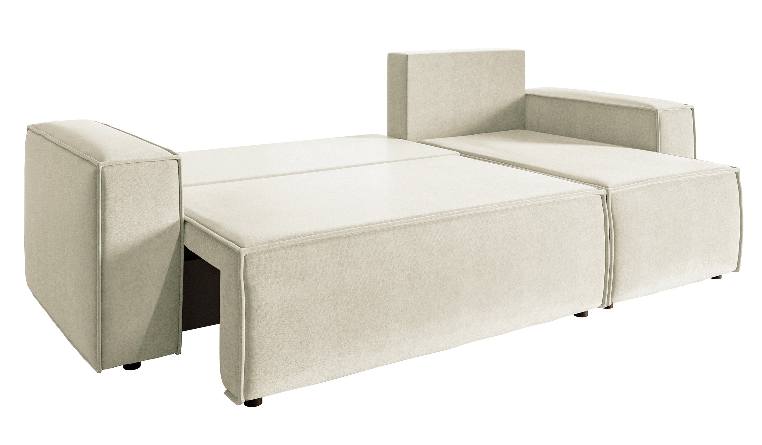 Ecksofa mit Schlaffunktion Copertino, L-förmig, mit Stauraum, universell, cremefarben, wasserabweisender Samt